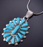 Silver & Turquoise Zuni Handmade Cluster Pendant by Vera Halusewa 5B19D