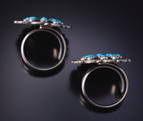 7-Piece Silver & Turquoise Petit Navajo Squash Blossom Necklace Set by M 5J29K