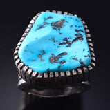 Size 12.5 Silver & Sleeping Beauty Turquoise Navajo Men's Ring Erick Begay 5H04E