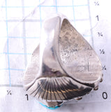 Preowned Size 10-1/2 Silver & Turquoise Feather Navajo Ring 3K31H
