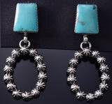 Silver & Turquoise Navajo Concho Bottom Earrings by Phyllis A. Smith 5G16H