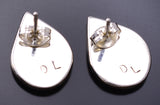 Silver & Turquoise Multistone Zuni Inlay Teardrop Earrings by Delorna Lahi 6D09B
