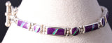 Vintage Silver Sugilite & Opal Navajo Inlay Link Bracelet 5L17N