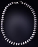 17" Silver Handmade Navajo Pearls Necklace by Robert Johnson 5G12Y