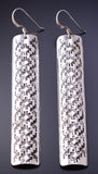 Silver Navajo Handstamped Long Earrings 4K07D