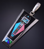 Silver Multistone Navajo Inlay Yei Bi Chei Long Pendant by Jimmy Harrison 5G12S