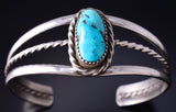 Silver & Turquoise Navajo Handmade Open Face Bracelet by Ravis Henry 5L10C