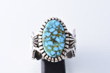 Size 14 Silver & Turquoise Navajo Handfiled Men's Ring by Erick Begay 3H21P