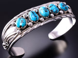 Silver & Sleeping Beauty Turquoise Navajo Bracelet by Davey Morgan 4A19D
