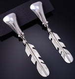 Vintage Silver Navajo Handmade Eagle Feather Earrings 5L13L