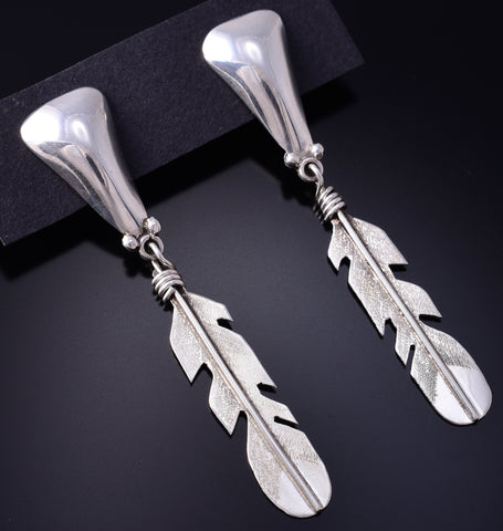 Vintage Silver Navajo Handmade Eagle Feather Earrings 5L13L