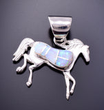 Silver & Opal Navajo Inlay Horse Love Pendant 4B21T