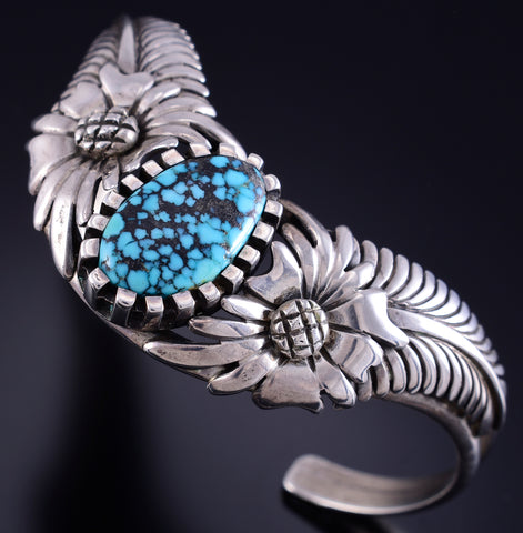 Vintage Silver & Kingman Turquoise Navajo Sweater Bracelet by D.K. Lister 5L26R