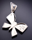 Silver & Opal Navajo Inlay Butterfly Pendant by Joanna Charlie 6J32E