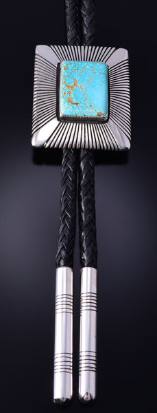 Silver & #8 Spiderweb Turquoise Navajo Men's Bolo Tie by Erick Begay 5H03W