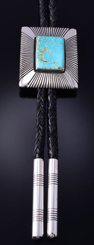 Silver & #8 Spiderweb Turquoise Navajo Men's Bolo Tie by Erick Begay 5H03W
