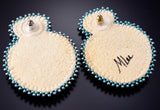 Navajo Handmade Glass Beaded Heart Shield Earrings by Mary Lee 6D22M