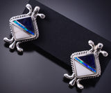Silver & Lapis Multistone Navajo Post Earrings by James Manygoats 6D07W