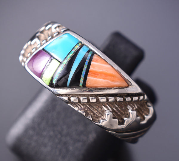 Size 7-1/4 Multistone Navajo Inlay Ring by Allen Lee 6K27C
