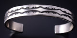 Vintage Silver Navajo Handstamped Concho Style Bracelet by Nora Bill Tahe 5H21D
