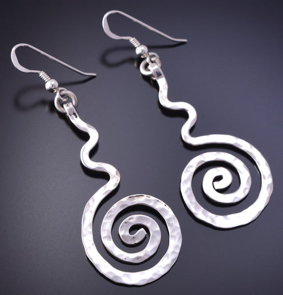 Silver Navajo Handmade Moving Forward Earrings by JT 4K07K