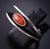 Vintage - Size 6 Silver & Coral Navajo Handmade Balance Ring 5J29W