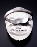 Adjustable Silver & White Buffalo Turquoise Navajo Ring by Donovan Skeets 5L07F