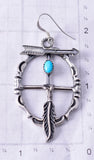 Silver & Turquoise Navajo Arrow w/ Dream Catcher Earrings by Arlene Lewis 6D07L