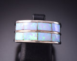 Size 10 Silver & Opal Navajo Inlay Ring by Claresse Kylestewa 3F22A