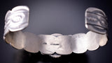 Navajo Stamped Silver Bracelet with Sonoran Gold Turquoise by Tillie Jon 6K28C