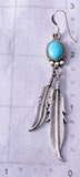Silver & Turquoise Double Eagle Feather Navajo Earrings by Rita Largo 5G18T
