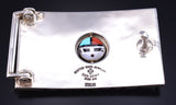 Silver Multistone Zuni Inlay Spinner Sunface Buckle by Don Dewa 5L25Y