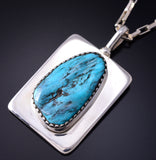 Reversible Silver & Turquoise Navajo Mother & Child Pendant by Ravis Henry 5L10G