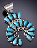 Silver & Kingman Turquoise Navajo Horseshoe Pendant by Zeita Begay 6H25O