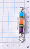 Silver & Turquoise Multistone Navajo Inlay Long Pendant by Benson Shorty 5L13B