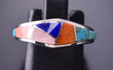 Size 6 Silver & Turquoise Multistone Navajo Inlay Ring 4B21M