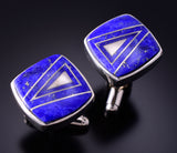 Silver & Lapis Navajo Inlay Square Cuff Links by TSF 3L13B