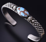 Silver & Golden Hills Turquoise Navajo Concho Men's Bracelet - Erick Begay 5H01U