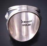 Size 6-3/4 Silver Navajo Handstamped Concho Face Ring by Derrick Gordon 5H21M