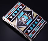 Vintage Silver & Turquoise Zuni Multistone Sunface Buckle by R & L Vacit 5H21C
