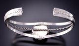 Silver & White Buffalo Turquoise Navajo Bracelet by Jeffrey Nelson 3F10N