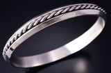Vintage - Silver Navajo Handmade Twisted Rope Bangle Bracelet by Nora Tahe 6B14Z