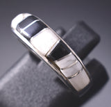 Size 5 - Navajo White Buffalo Inlay Ring by Tracy Peshlakai 6K22L