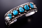 5 Turquoise Stone Classic Navajo Bracelet by Davey Morgan 4D11E