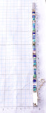 Silver & Turquoise Multistone Inlay Navajo Handmade Link Bracelet by Pamela Daniels 3F10G