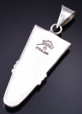 Vintage Silver Multistone Navajo Inlay Long Pendant by Duran Gasper 6A03Y
