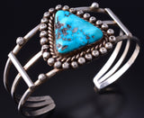 Vintage Silver & Turquoise Navajo Open Faced Bracelet 5G28X