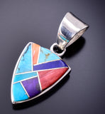 Silver Multistone Navajo Inlay Arrowhead Pendant by TSF 3L08S