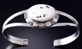 Silver & White Buffalo Turquoise Navajo Open Bracelet by Norvin Johnson 5L21G