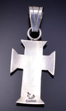 Silver Hopi Handmade Cross Pendant by Adrian Sanchez 4L12X